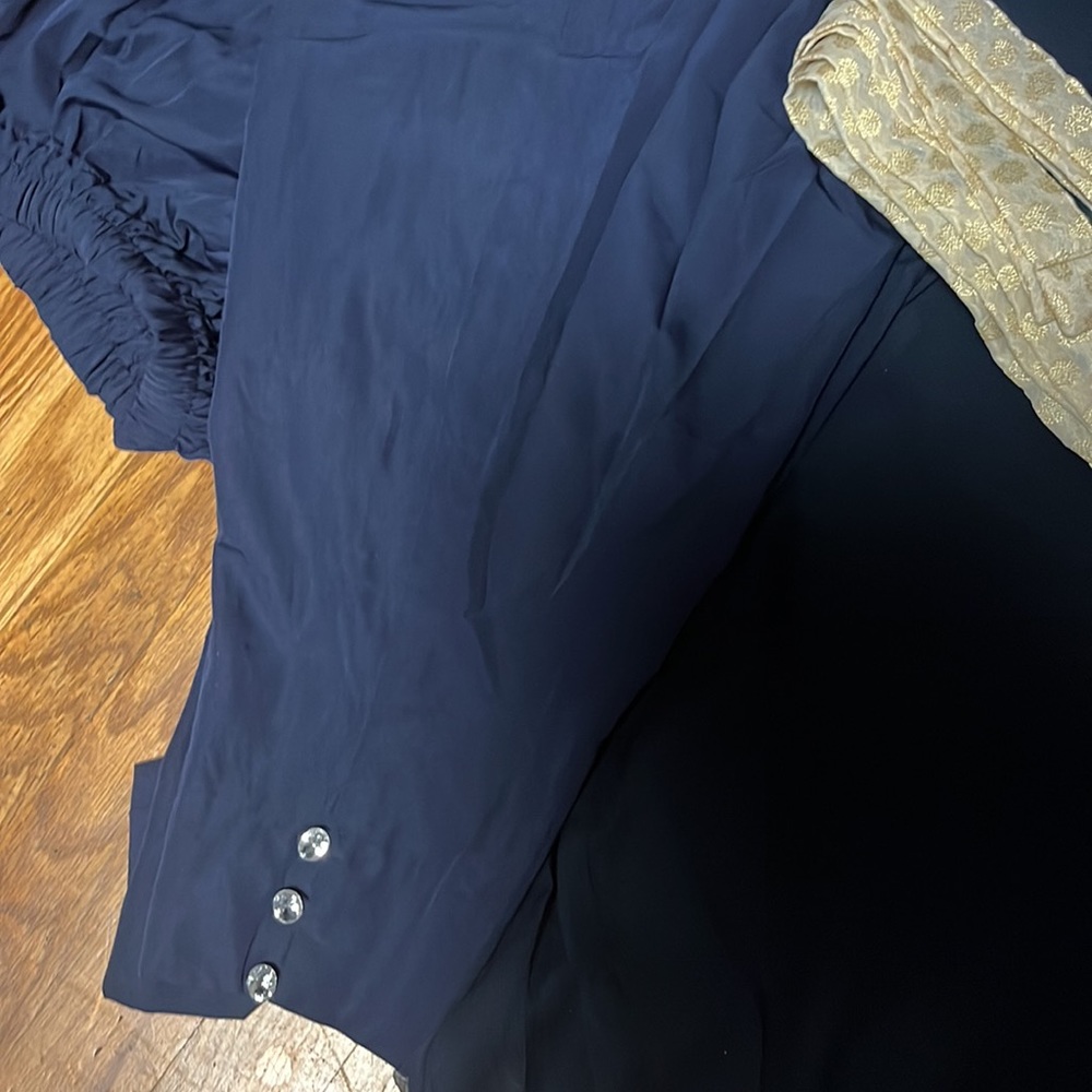 Indian dress, salwar kameez set in georgette, navy blue - Picture 7 of 7